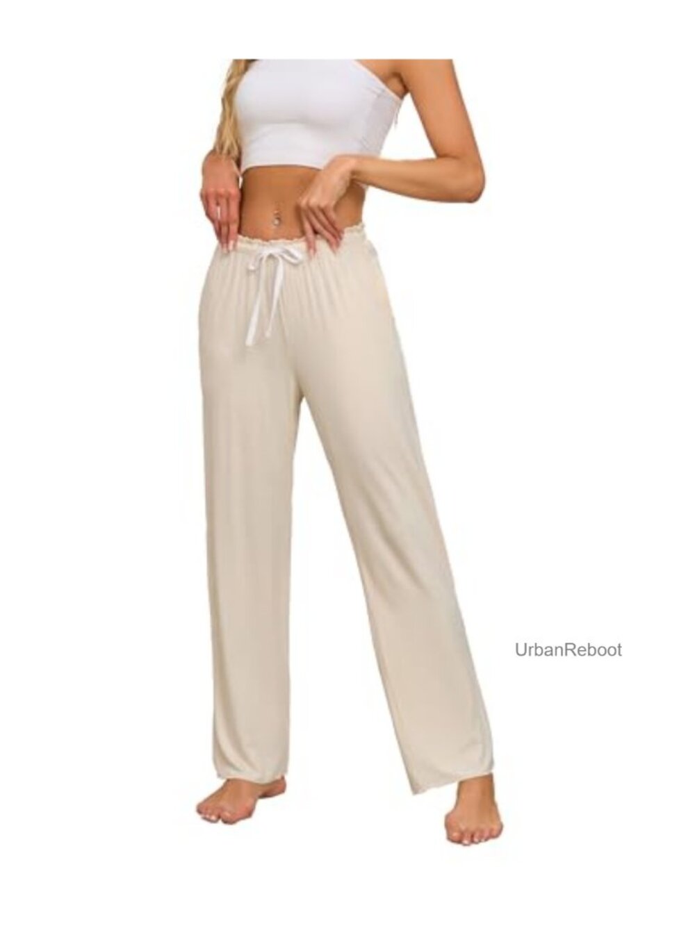 Bamboo Rayon Wide Leg Pajama Pants with Pockets